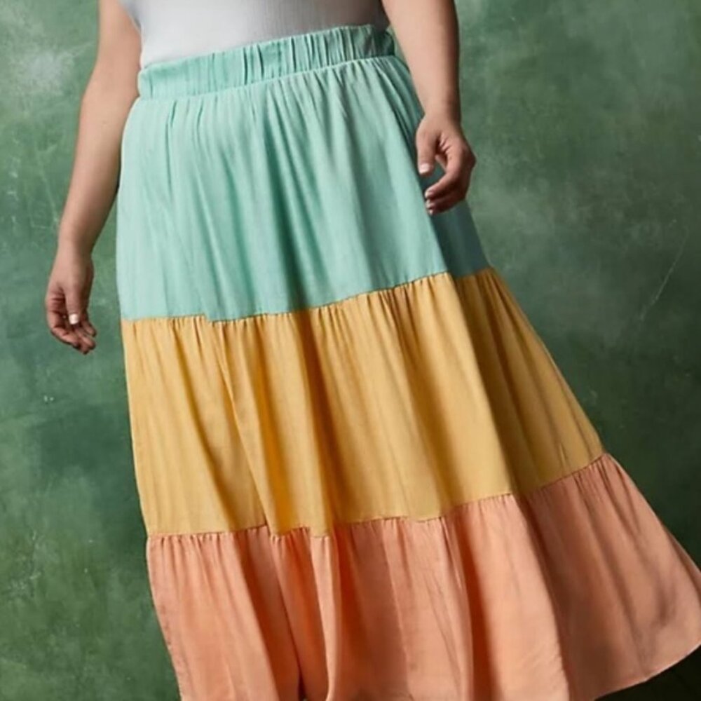 Torrid Tiered Colorblock Maxi Skirt - Size 3